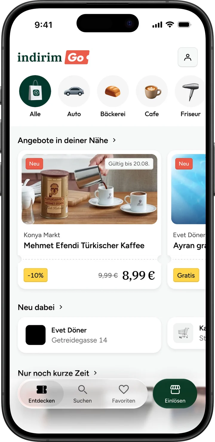 App Screen der Rabatt-App indirigmGo